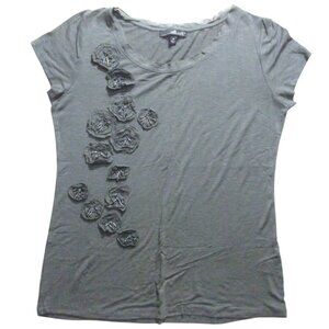 WILLI SMITH Green Short Sleeve Shirt w Flowers and Beads Juniors Size M Medium